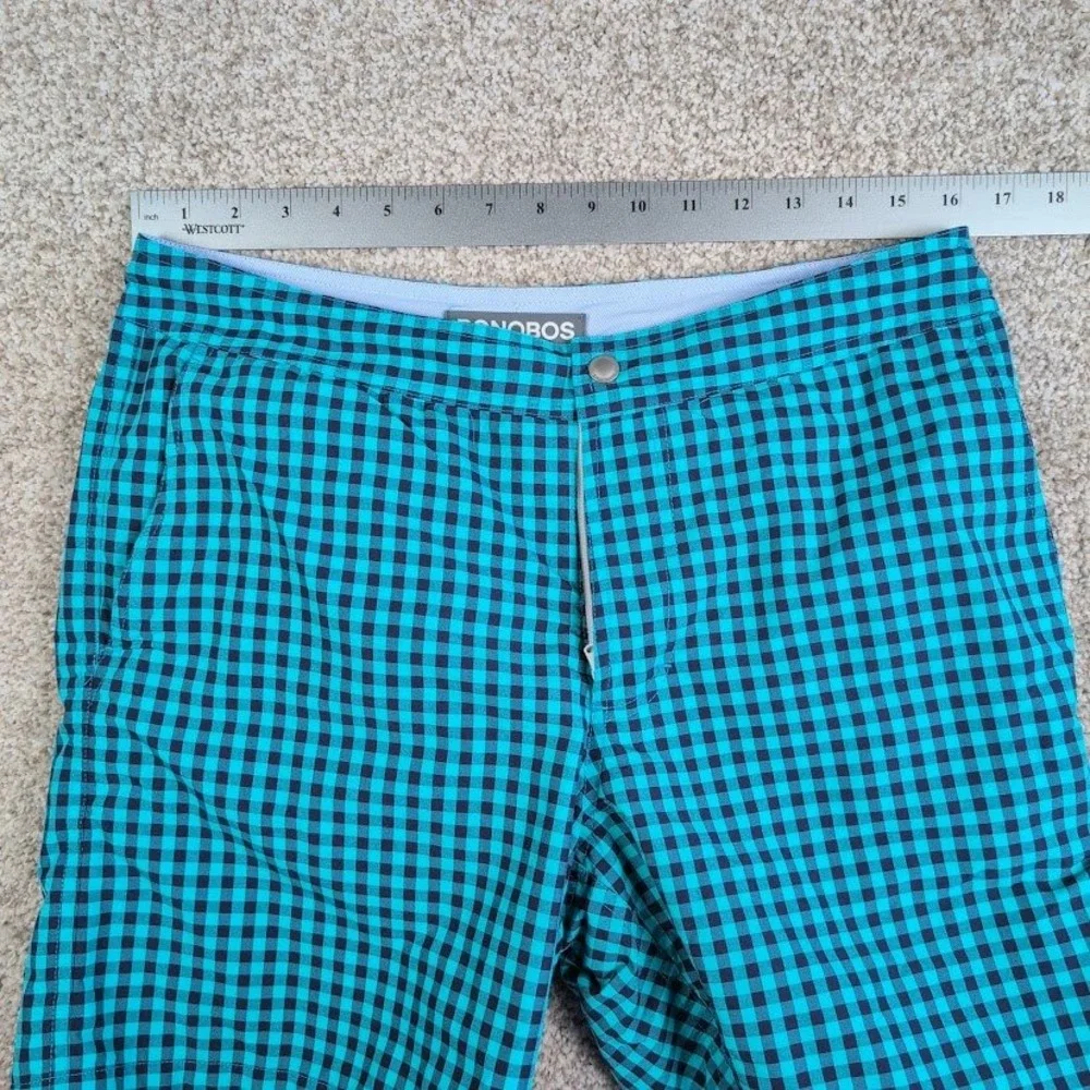 Bonobos Mens Swim‎ Trunks Shorts Blue Black Gingham Plaid 7